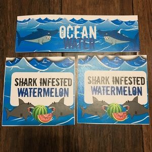 Shark Party Labels- Printed